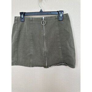 Chloe & Katie Womens Green‎ Mini Skirt Large cotton full zipper solid